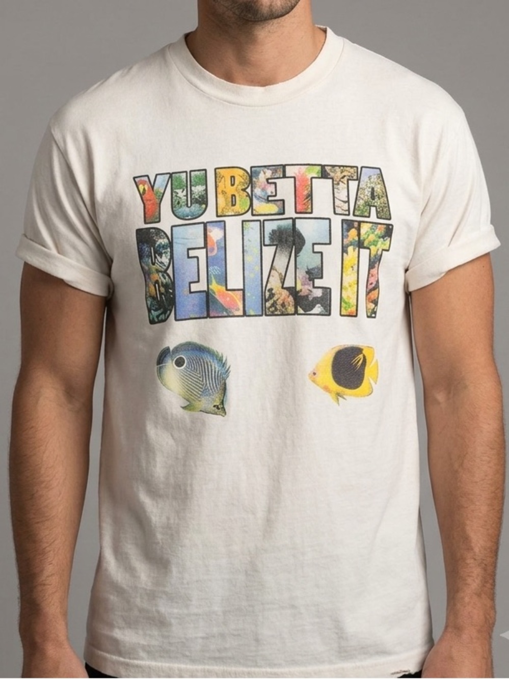 Vintage Single Stich Belize Graphic Crewneck Cotton T‑Shirt Size‎ Large